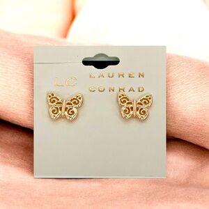 LC Lauren Conrad Gold Plated Butterfly Stud Earrings